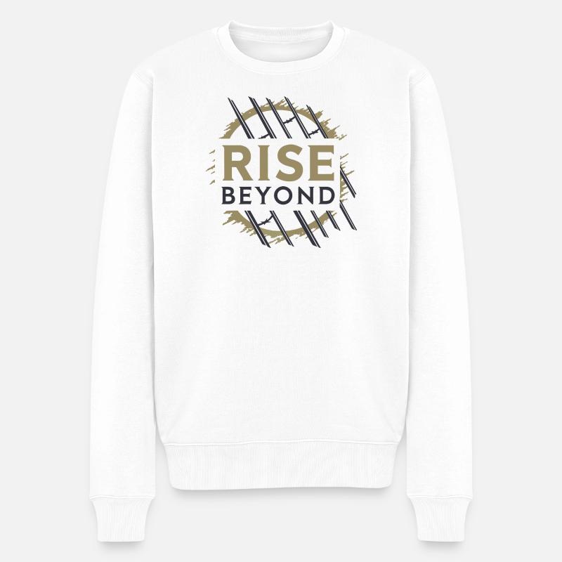 Rise Beyond – Conception motivante - Pull Premium bio Homme - blanc