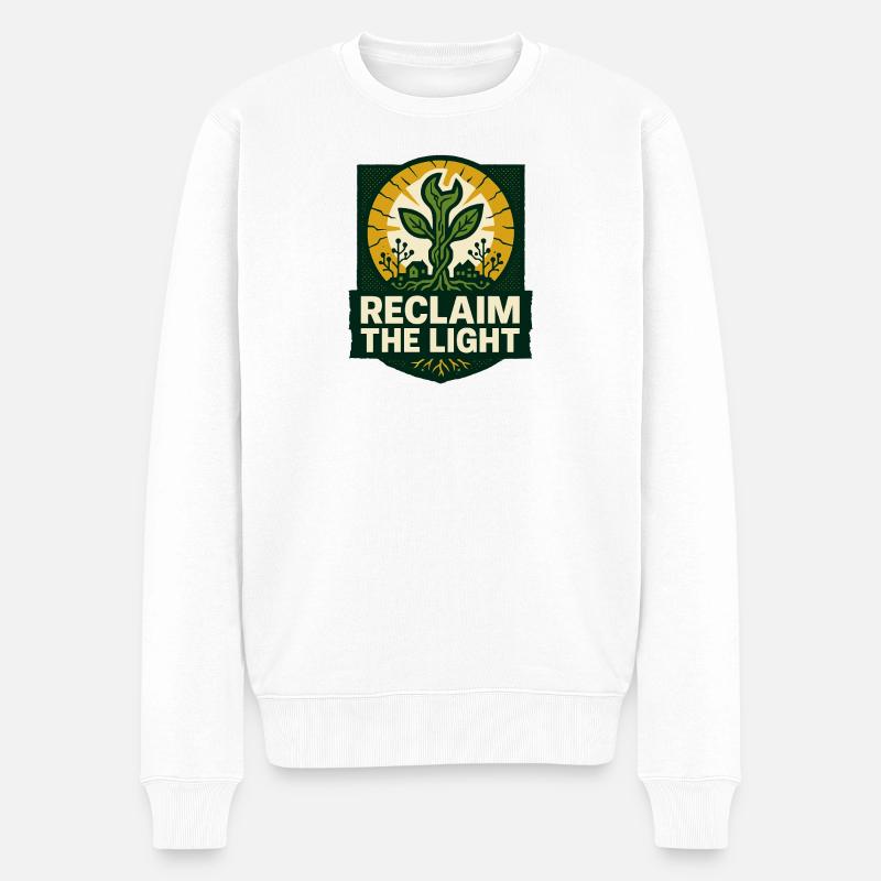 Reclaim the Light – Solarpunk - Männer Premium Bio Pullover - Weiß