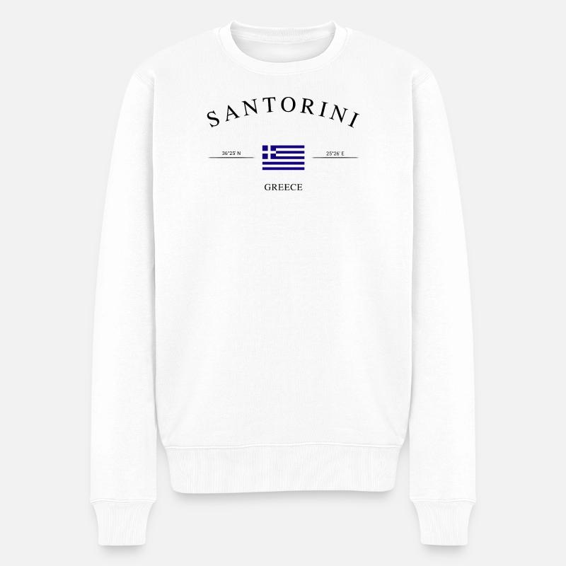 Santorini Griechenland Urlaub Souvenir & Geschenk - Männer Premium Bio Pullover - Weiß