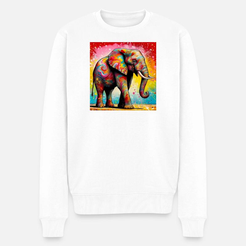 Elefant - Männer Premium Bio Pullover - Weiß