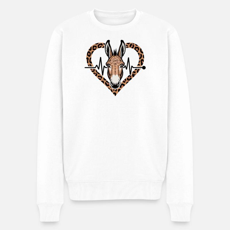 Esel Herz - Männer Premium Bio Pullover - Weiß