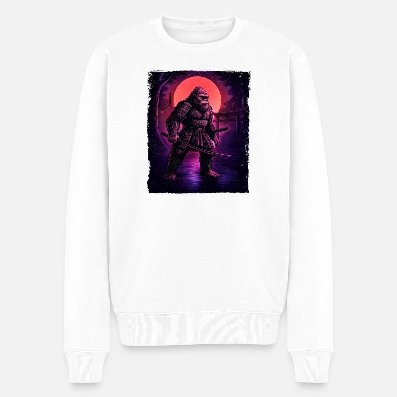 Samouraï Bigfoot Cryptide Sasquatch Yeti Hunter - Pull Premium bio Homme - blanc