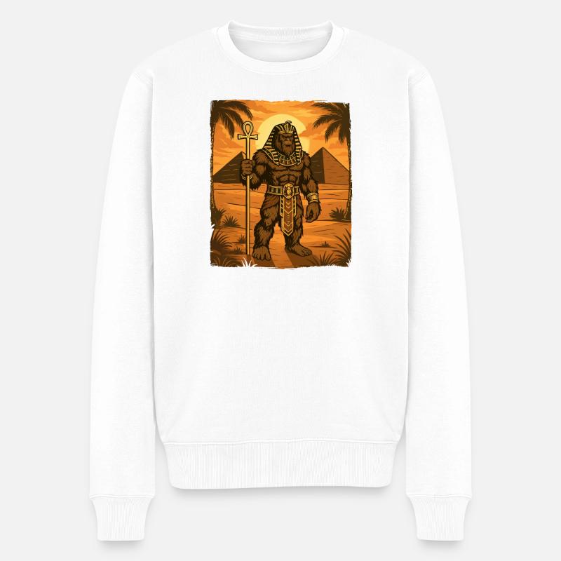 Pharaon Bigfoot Cryptide Égyptien Sasquatch Yéti - Pull Premium bio Homme - blanc