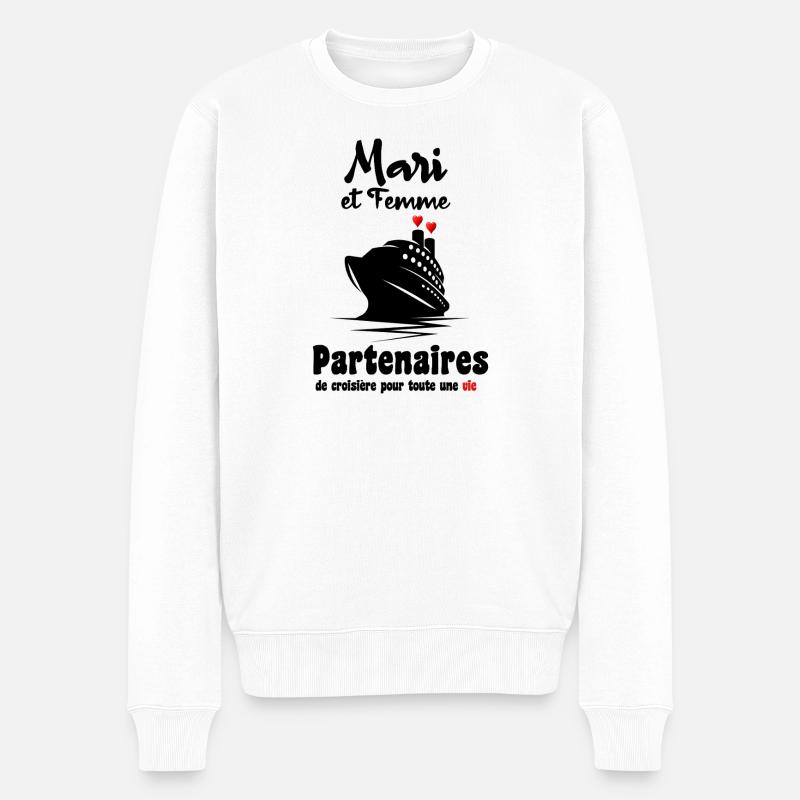 Ehepaar Kreuzfahrtpartner für Anniv - Männer Premium Bio Pullover - Weiß