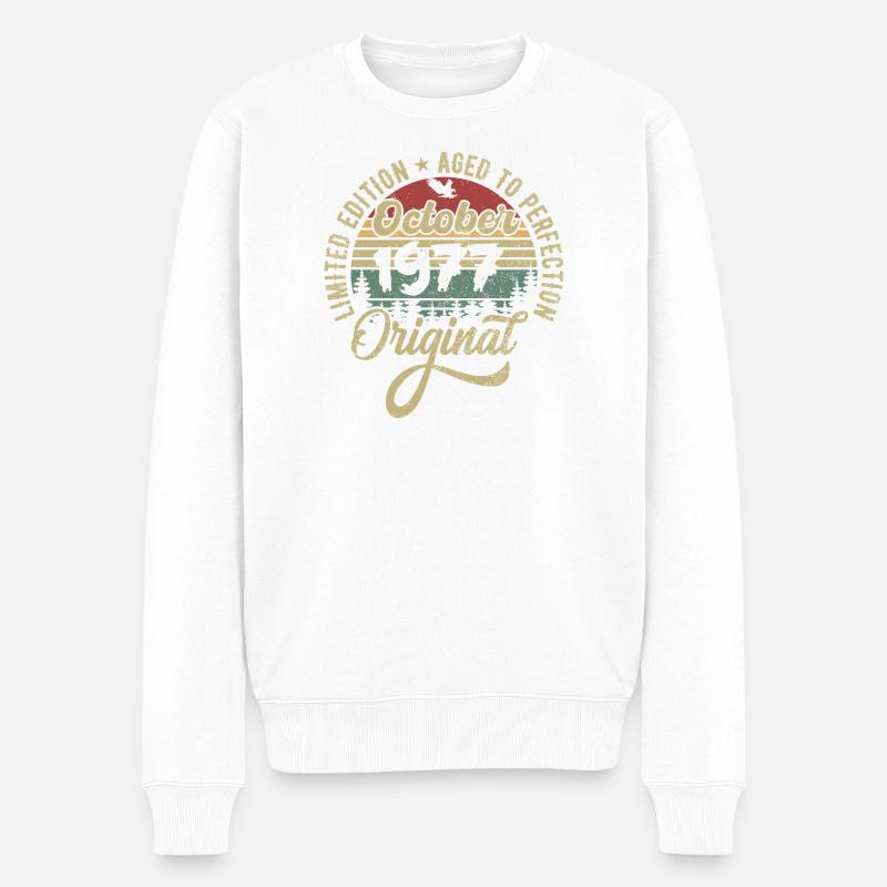 Octobre 1977 Anniversaire Octobre 1977 Octobre - Pull Premium bio Homme - blanc