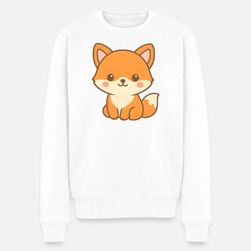 Niedliches Fuchs Motiv - Männer Premium Bio Pullover - Weiß