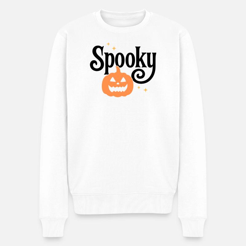 Spooky Kürbis Halloween Design - Männer Premium Bio Pullover - Weiß