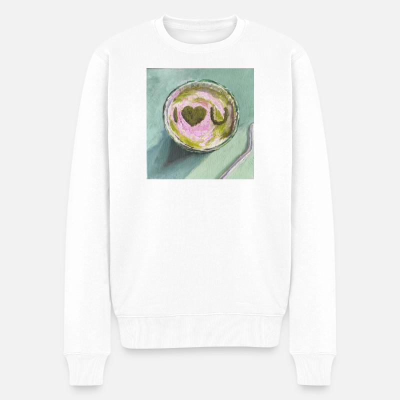 I luv Matcha Künstlerische Snack-Illustration - Männer Premium Bio Pullover - Weiß