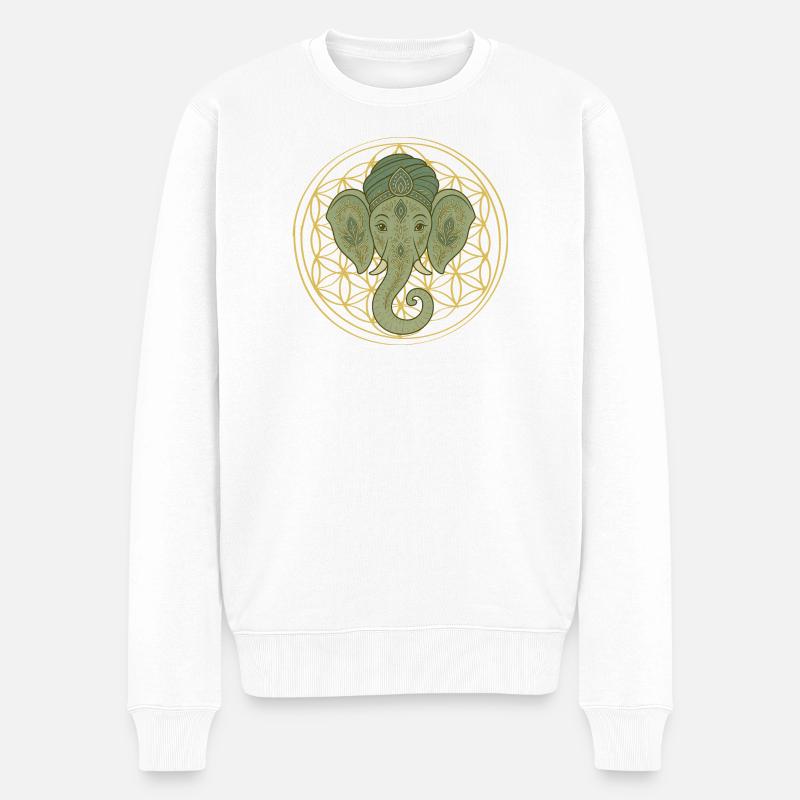 Elefant  - Männer Premium Bio Pullover - Weiß