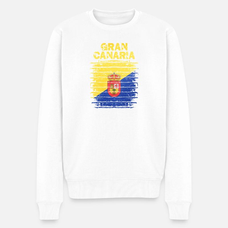 Drapeau Guanche au look rustique - Pull Premium bio Homme - blanc