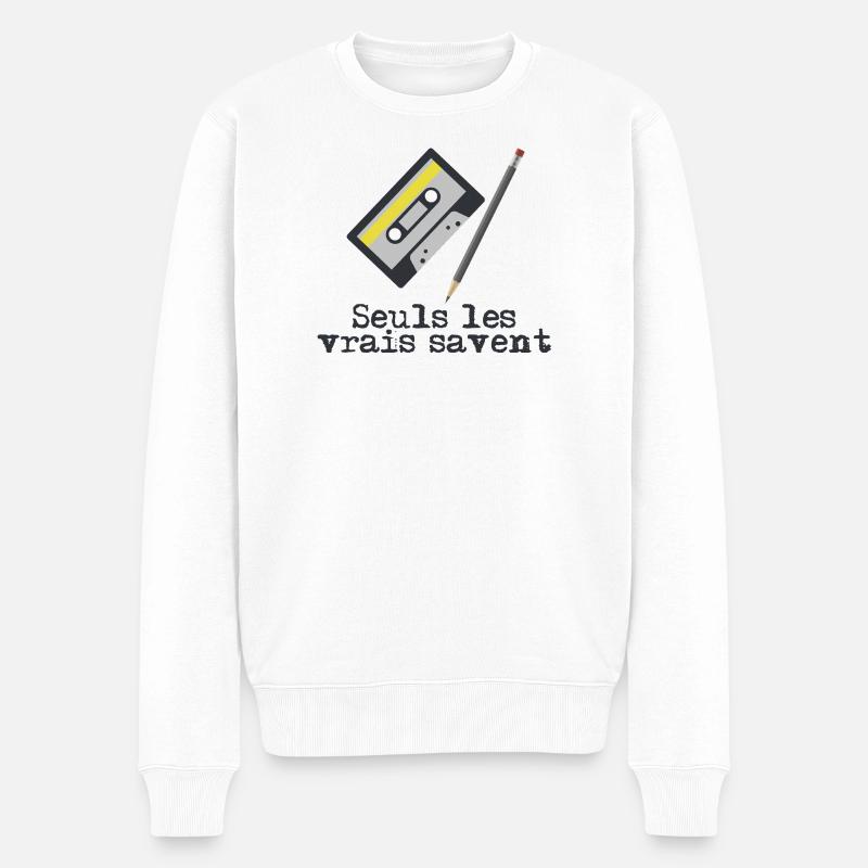 Les_vrais_savent - Männer Premium Bio Pullover - Weiß