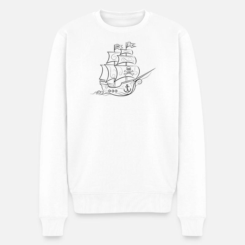 Piratenschiff - Männer Premium Bio Pullover - Weiß
