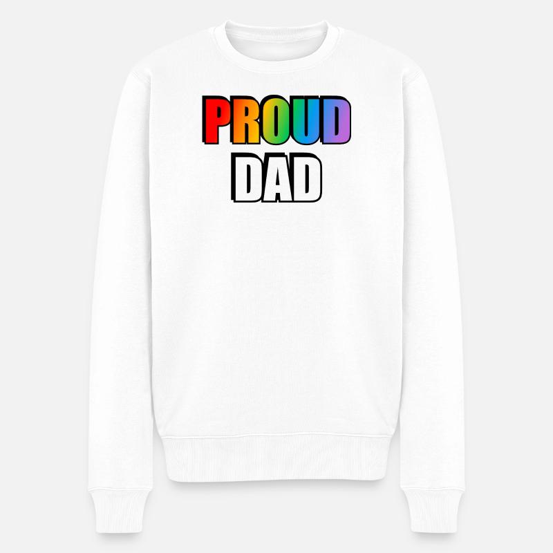 Regenbogen Stolz Papa Design - Männer Premium Bio Pullover - Weiß
