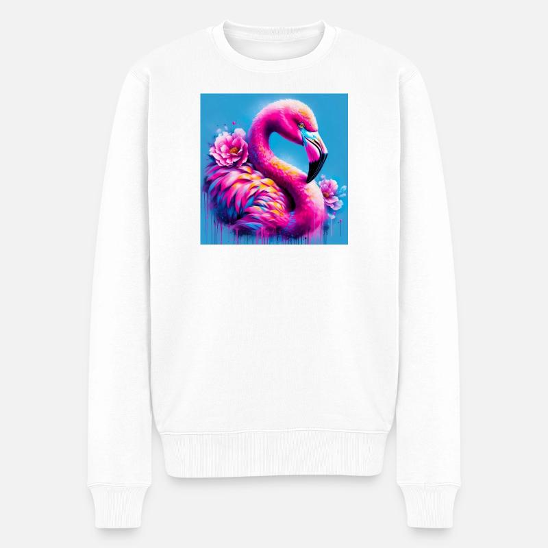 Flamingo - Männer Premium Bio Pullover - Weiß