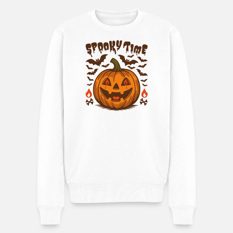 Citrouille effrayante - Design effrayant d’Halloween - Pull Premium bio Homme - blanc
