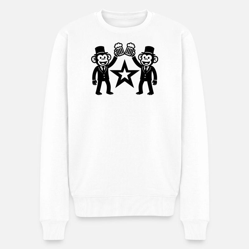 Junggesellenabschied Affe Crew Bräutigam - Männer Premium Bio Pullover - Weiß