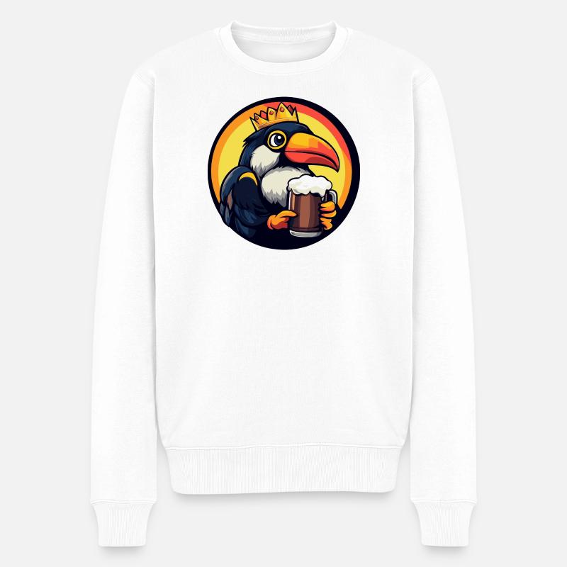 Tukan Vogel Bier - Männer Premium Bio Pullover - Weiß