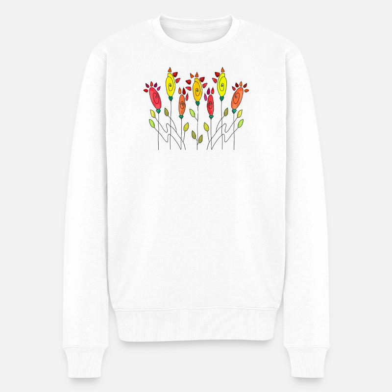 Blumen - Männer Premium Bio Pullover - Weiß