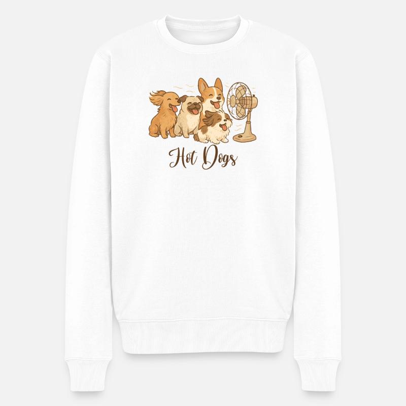 Lustige Hunde mit Ventilator - Hotdogs - Männer Premium Bio Pullover - Weiß