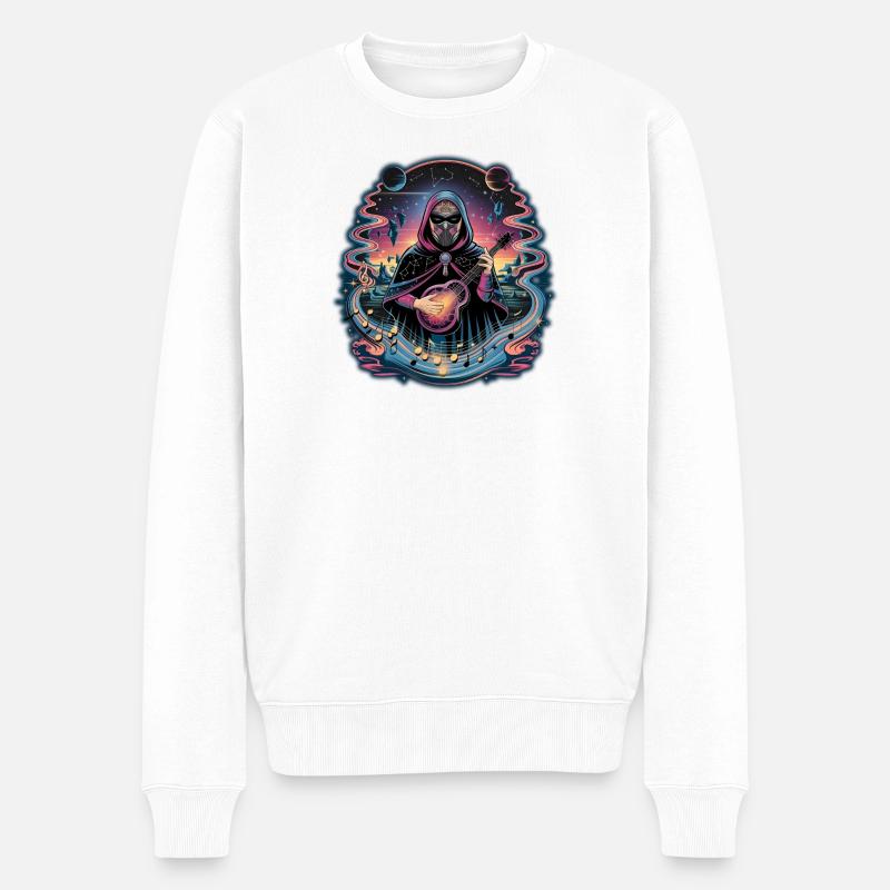 Mystischer Astronaut Musiker Illustration - Männer Premium Bio Pullover - Weiß