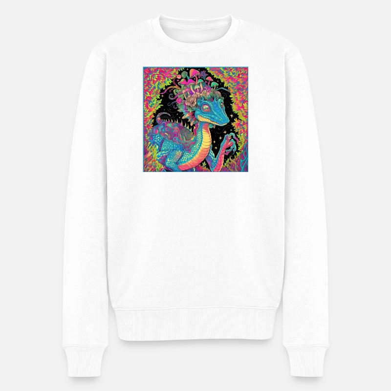 Psychedelischer Walddrache Illustration - Männer Premium Bio Pullover - Weiß