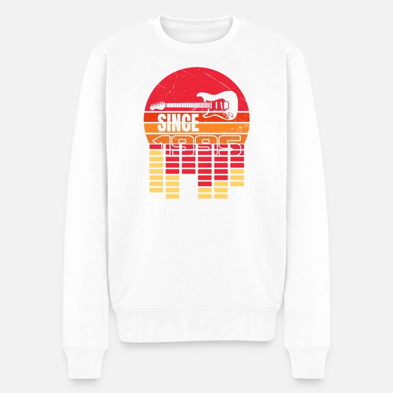 Seit 1995 Retro Gitarre - Männer Premium Bio Pullover - Weiß