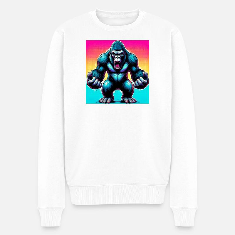 Gorilla - Männer Premium Bio Pullover - Weiß