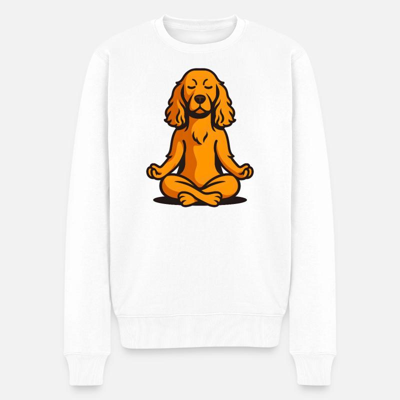 Ruhige meditierende Hundeillustration - Männer Premium Bio Pullover - Weiß