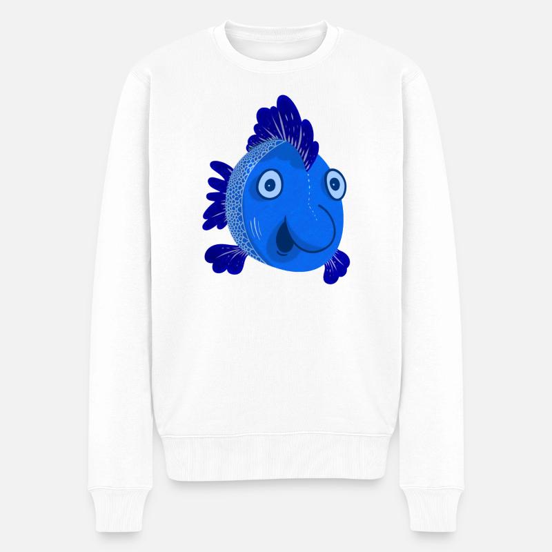 Blue Fish - Männer Premium Bio Pullover - Weiß