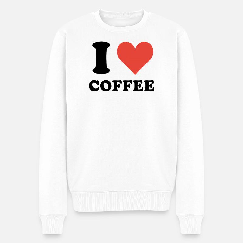 Ich liebe Kaffee Zitat - Männer Premium Bio Pullover - Weiß