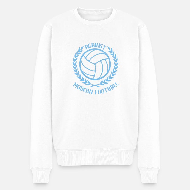 Gegen den modernen Fußball - Männer Premium Bio Pullover - Weiß