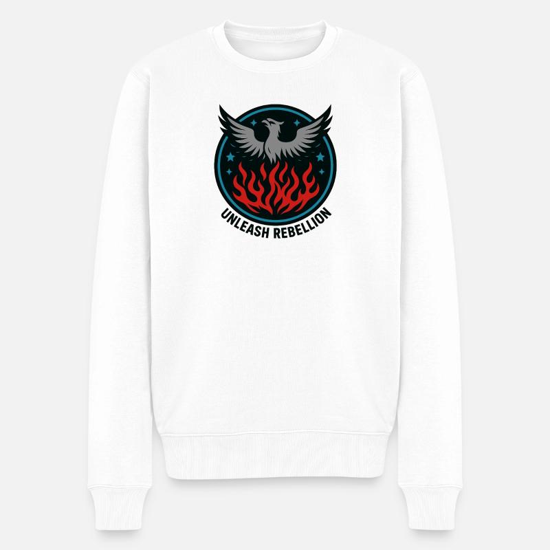 Unleash Rebellion – Phönix Emblem - Männer Premium Bio Pullover - Weiß