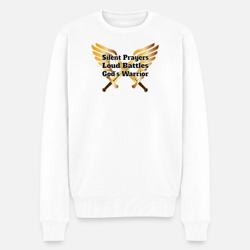 Göttliche Krieger-Flügel - Männer Premium Bio Pullover - Weiß