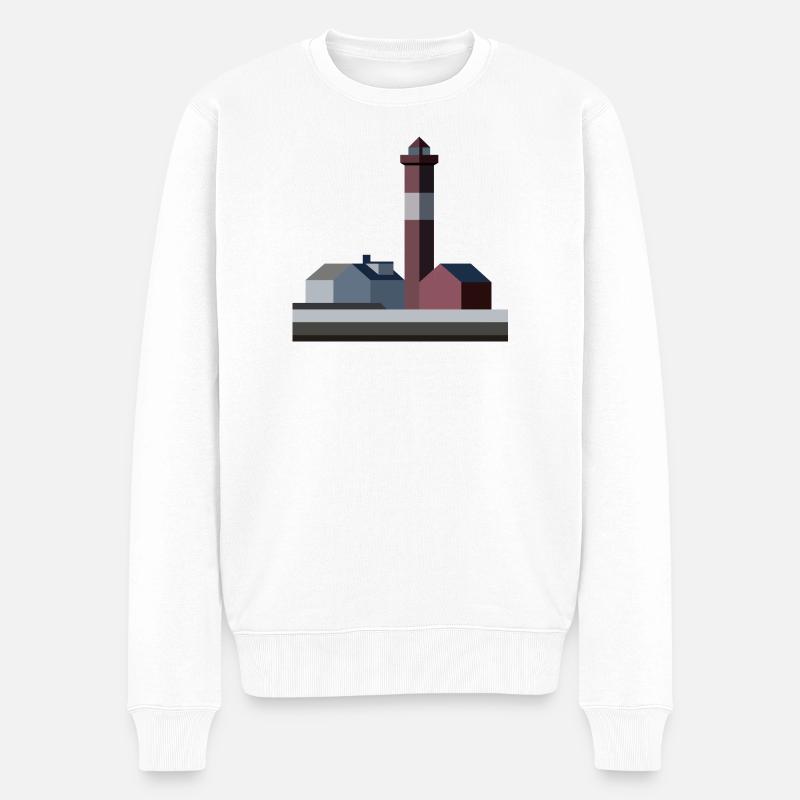 Stilisierter Seestern-Leuchtturm - Männer Premium Bio Pullover - Weiß