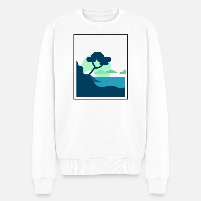 Berglandschaft bei Sonnenuntergang - Männer Premium Bio Pullover - Weiß