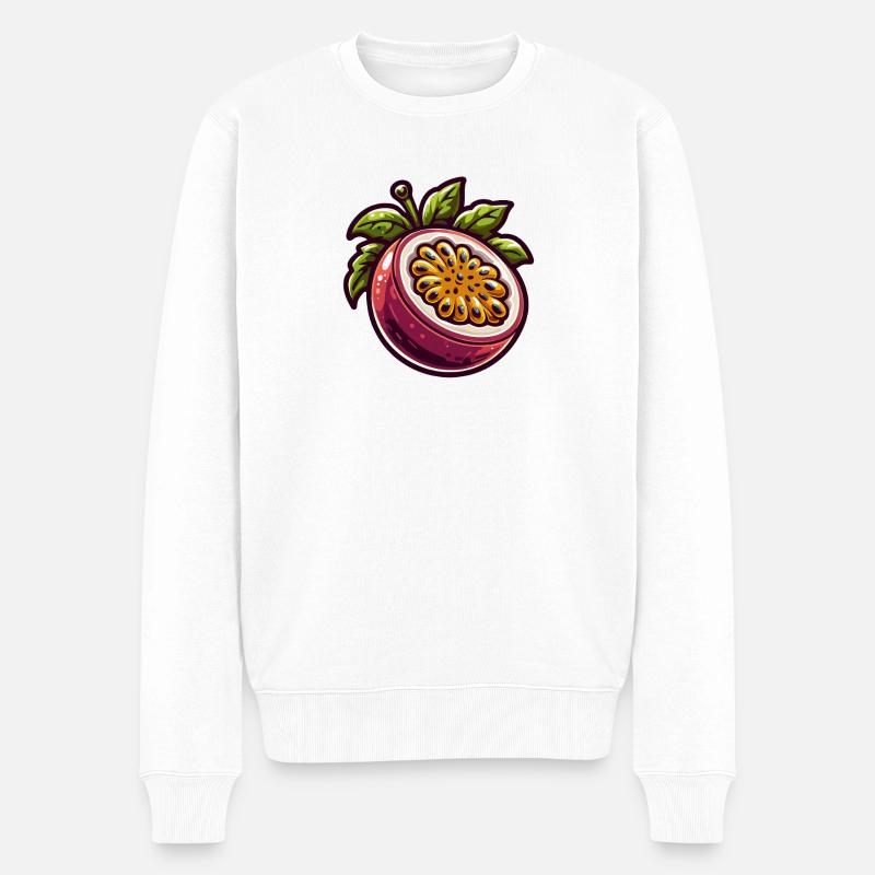 Leidenschaftliches exotisches Fruchtmuster - Männer Premium Bio Pullover - Weiß