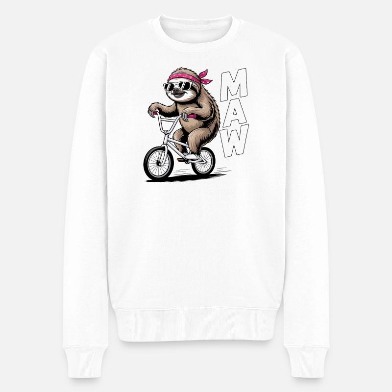 BMX Sloth Rider Bandana - Pull Premium bio Homme - blanc