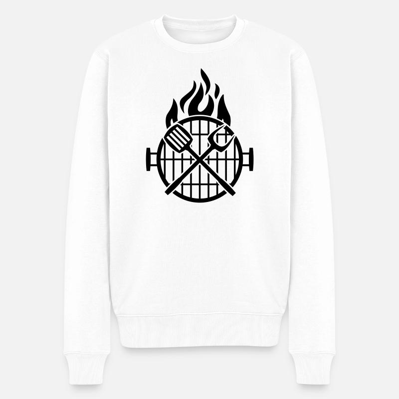 grill_grillzange - Männer Premium Bio Pullover - Weiß