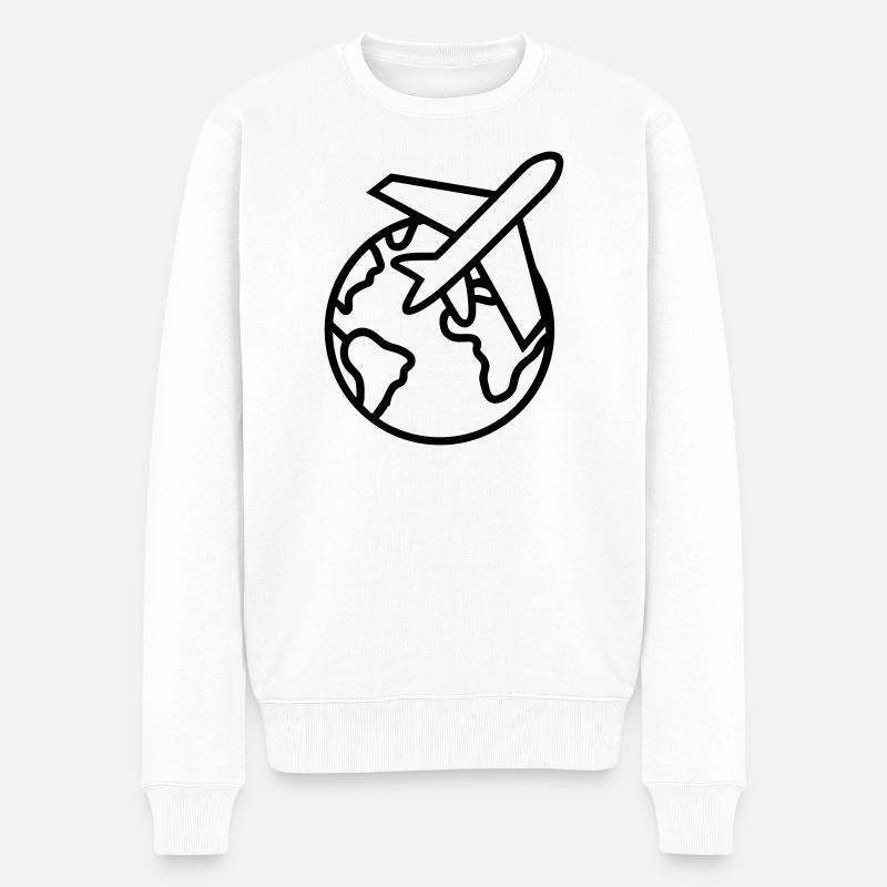 Weltreise-Symbol - Männer Premium Bio Pullover - Weiß