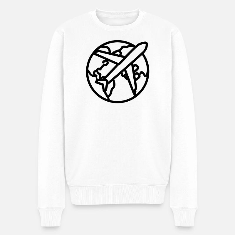 Weltreisen - Männer Premium Bio Pullover - Weiß