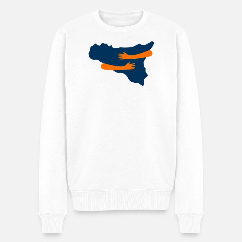 Eine Umarmung nach Sizilien - Männer Premium Bio Pullover - Weiß