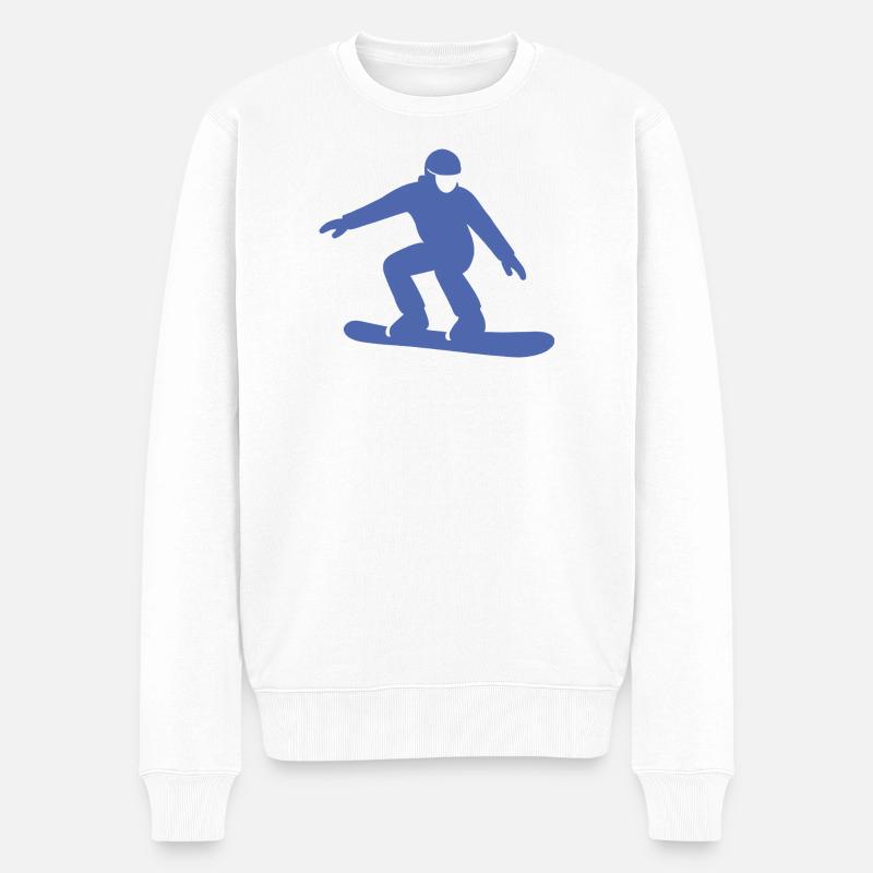 Snowboarder Silhouette Winterurlaub Wintersport - Männer Premium Bio Pullover - Weiß