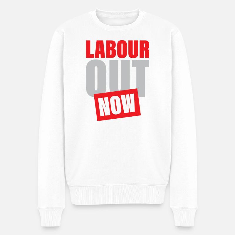 Labour out Now Mutiges Protestdesign - Männer Premium Bio Pullover - Weiß
