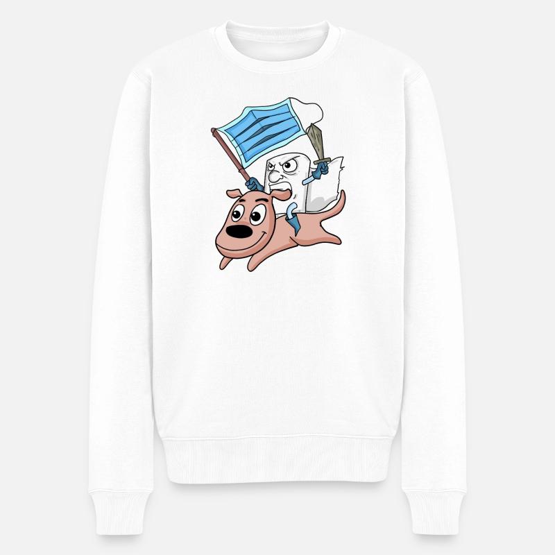Humorvolle Protesthund Illustration - Männer Premium Bio Pullover - Weiß