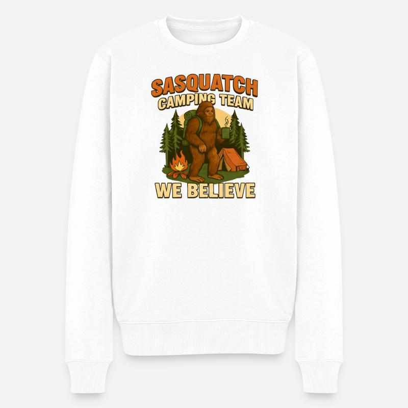  Sasquatch Camping Team – Wir glauben dran - Männer Premium Bio Pullover - Weiß