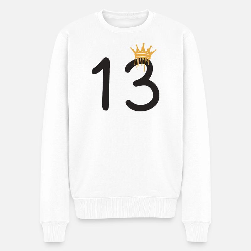 13 - Männer Premium Bio Pullover - Weiß