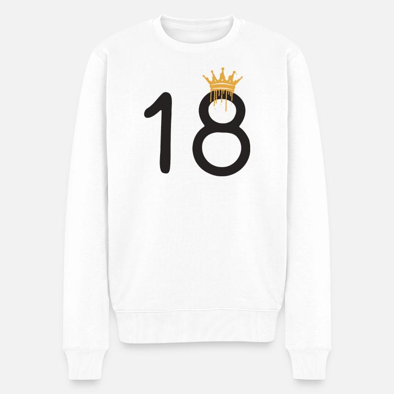 18 - Männer Premium Bio Pullover - Weiß