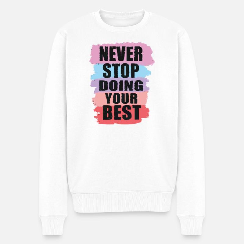 Conception motivante avec conception de texte en blocs de couleurs - Pull Premium bio Homme - blanc