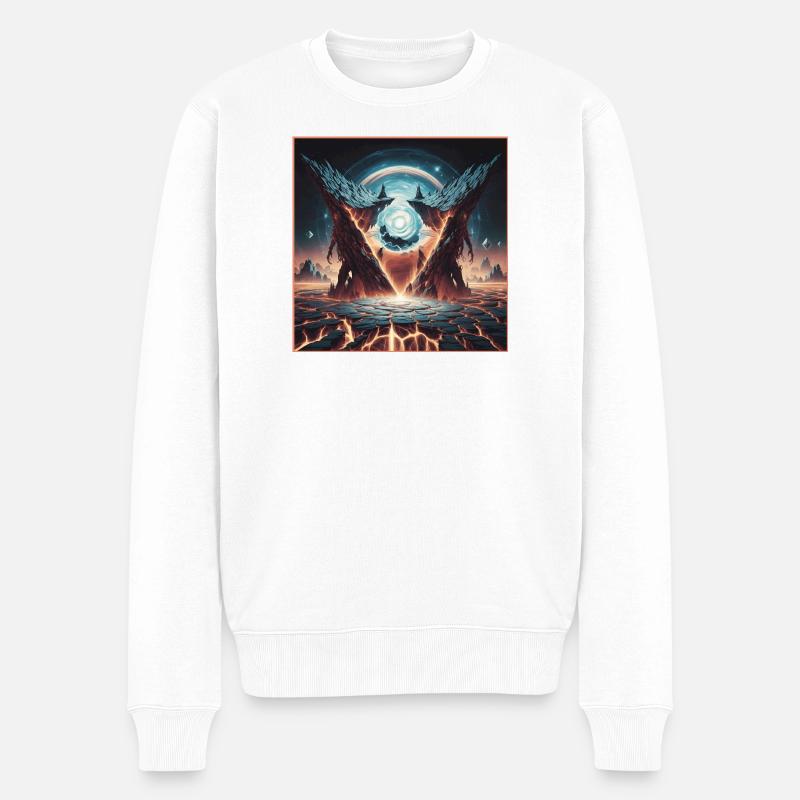 Epischer kosmischer Riss mit Drachenbergen - Männer Premium Bio Pullover - Weiß