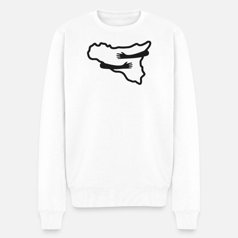 Sizilien im Herzen – Minimalversion - Männer Premium Bio Pullover - Weiß
